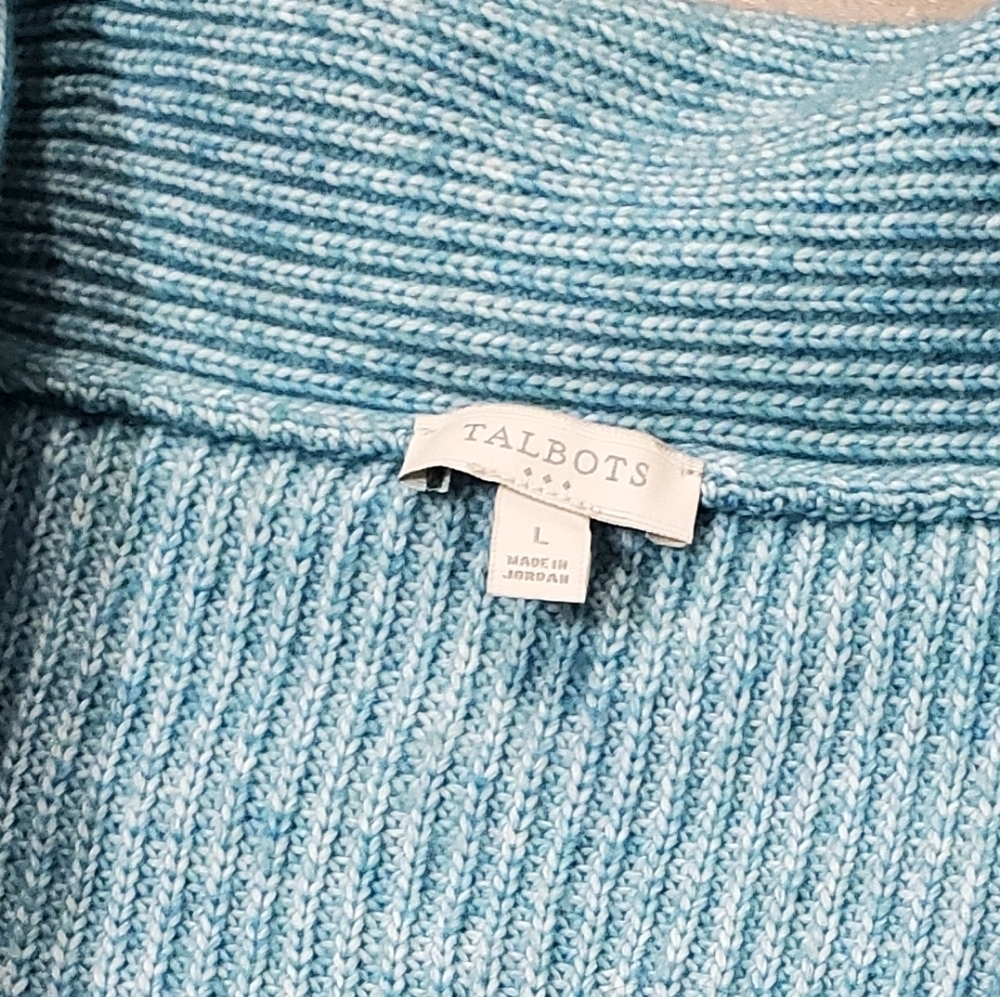 Talbots Shawl Collar Shaker Stitch Pullover. Ribbed. Wool Blend. Oversized L. - Picture 4 of 8